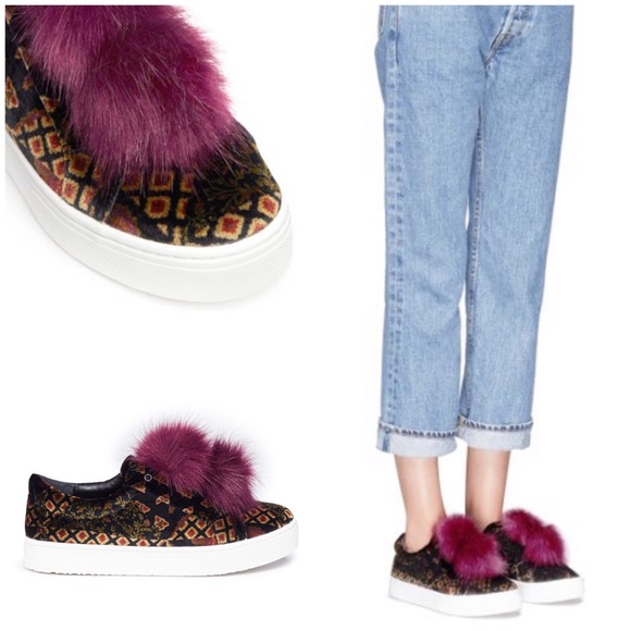 Sam Edelman Shoes - Sam Edelman Leya Pompom Velvet Slip-On Sneakers